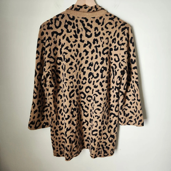 J.Crew | Sophie Open Front Merino Wool Blend Sweater Blazer in Leopard - Size S - Picture 6 of 10